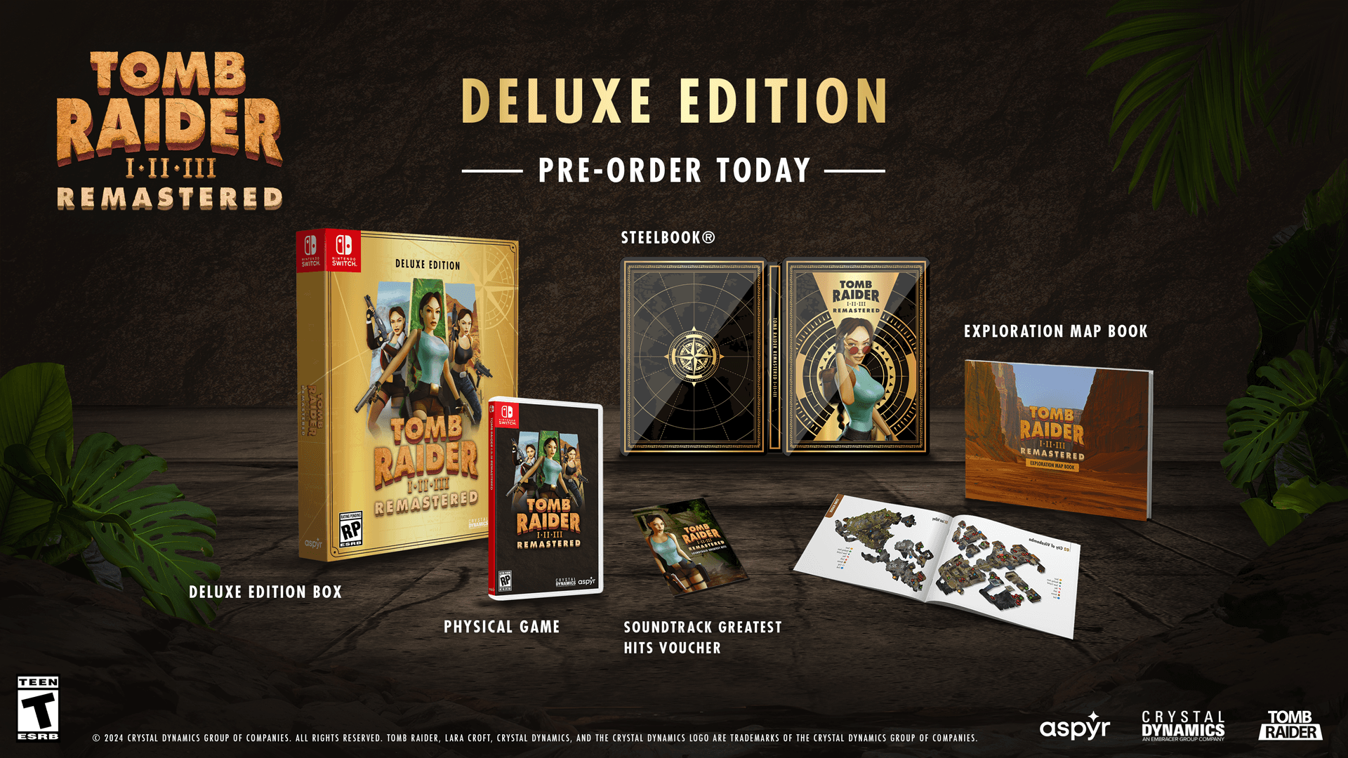 Deluxe Edition product image for Tomb Raider I-III Remastered, available for pre-order today.